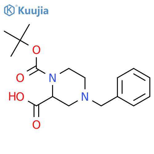 (R)-4-Benzyl-1-(tert-butoxycarbonyl)piperazine-2-carboxylic acid structure