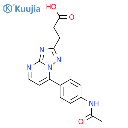3-7-(4-acetamidophenyl)-1,2,4triazolo1,5-apyrimidin-2-ylpropanoic acid structure