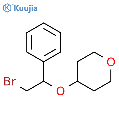 4-(2-bromo-1-phenylethoxy)oxane structure