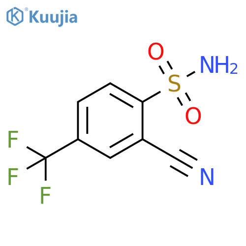 2-cyano-4-(trifluoromethyl)benzene-1-sulfonamide structure
