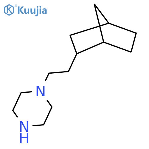 1-(2-{bicyclo2.2.1heptan-2-yl}ethyl)piperazine structure