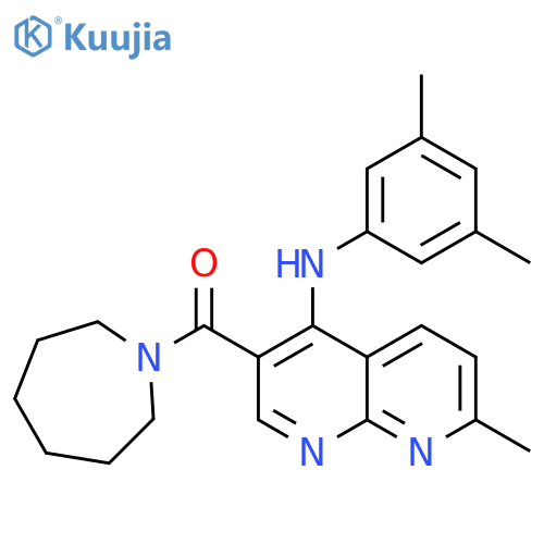 3-(azepane-1-carbonyl)-N-(3,5-dimethylphenyl)-7-methyl-1,8-naphthyridin-4-amine structure