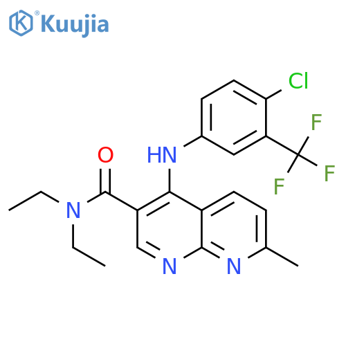 4-{[4-chloro-3-(trifluoromethyl)phenyl]amino}-N,N-diethyl-7-methyl-1,8-naphthyridine-3-carboxamide structure