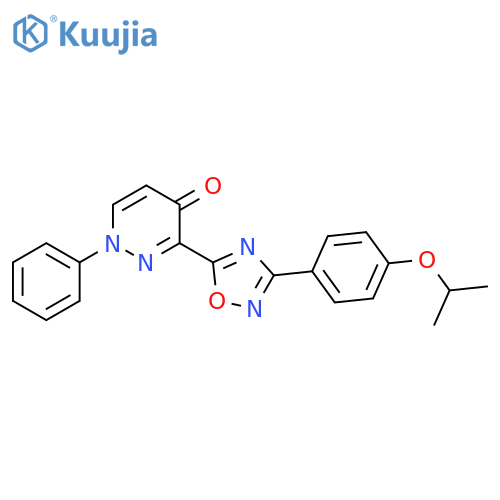 1-phenyl-3-{3-[4-(propan-2-yloxy)phenyl]-1,2,4-oxadiazol-5-yl}-1,4-dihydropyridazin-4-one structure