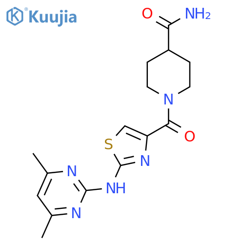 1-{2-(4,6-dimethylpyrimidin-2-yl)amino-1,3-thiazole-4-carbonyl}piperidine-4-carboxamide structure