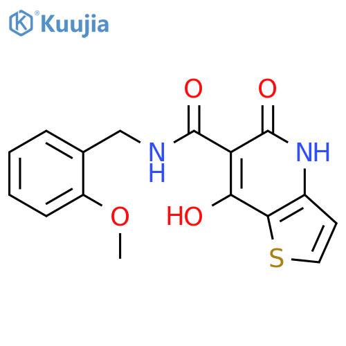 7-hydroxy-N-[(2-methoxyphenyl)methyl]-5-oxo-4H,5H-thieno[3,2-b]pyridine-6-carboxamide structure