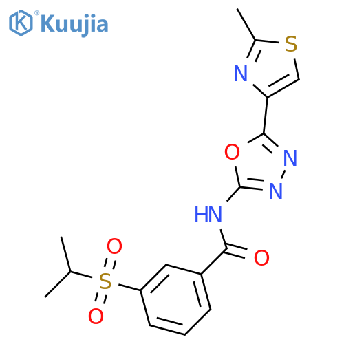 N-5-(2-methyl-1,3-thiazol-4-yl)-1,3,4-oxadiazol-2-yl-3-(propane-2-sulfonyl)benzamide structure