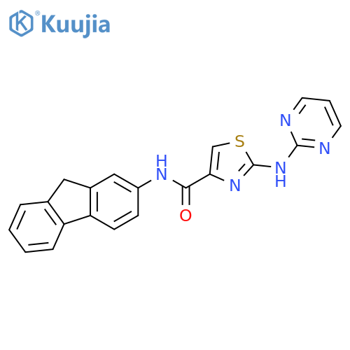 N-(9H-fluoren-2-yl)-2-(pyrimidin-2-yl)amino-1,3-thiazole-4-carboxamide structure
