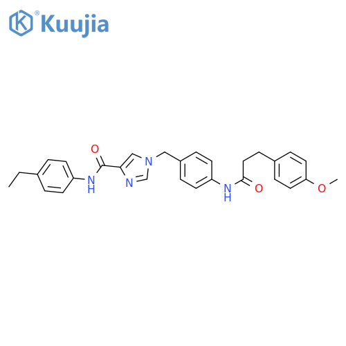 N-(4-ethylphenyl)-1-({4-[3-(4-methoxyphenyl)propanamido]phenyl}methyl)-1H-imidazole-4-carboxamide structure