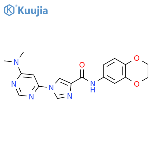 N-(2,3-dihydro-1,4-benzodioxin-6-yl)-1-6-(dimethylamino)pyrimidin-4-yl-1H-imidazole-4-carboxamide structure