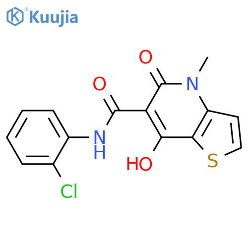N-(2-chlorophenyl)-7-hydroxy-4-methyl-5-oxothieno[3,2-b]pyridine-6-carboxamide structure