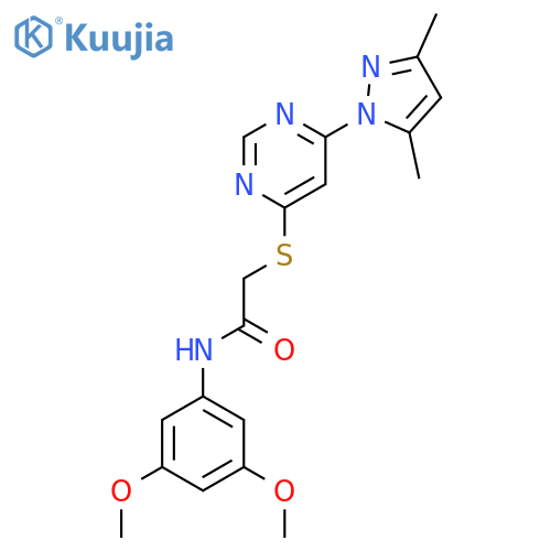 N-(3,5-dimethoxyphenyl)-2-{6-(3,5-dimethyl-1H-pyrazol-1-yl)pyrimidin-4-ylsulfanyl}acetamide structure