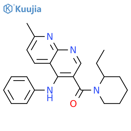 3-(2-ethylpiperidine-1-carbonyl)-7-methyl-N-phenyl-1,8-naphthyridin-4-amine structure