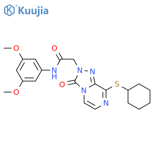 2-8-(cyclohexylsulfanyl)-3-oxo-2H,3H-1,2,4triazolo4,3-apyrazin-2-yl-N-(3,5-dimethoxyphenyl)acetamide structure
