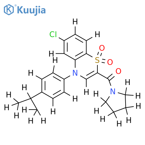 6-chloro-4-[4-(propan-2-yl)phenyl]-2-(pyrrolidine-1-carbonyl)-4H-1lambda6,4-benzothiazine-1,1-dione structure