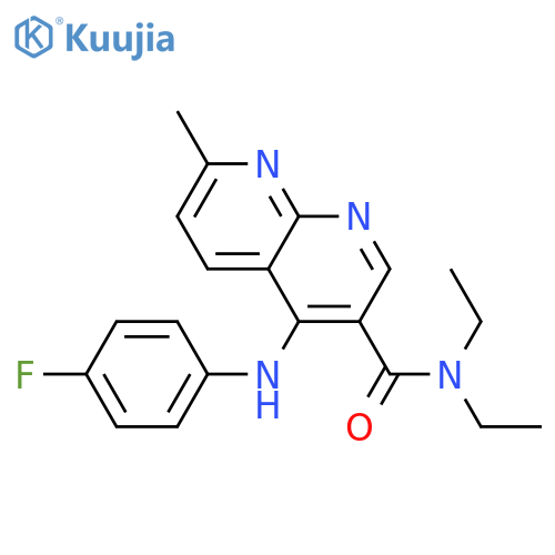 N,N-diethyl-4-[(4-fluorophenyl)amino]-7-methyl-1,8-naphthyridine-3-carboxamide structure