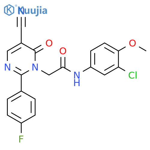 N-(3-chloro-4-methoxyphenyl)-2-[5-cyano-2-(4-fluorophenyl)-6-oxo-1,6-dihydropyrimidin-1-yl]acetamide structure