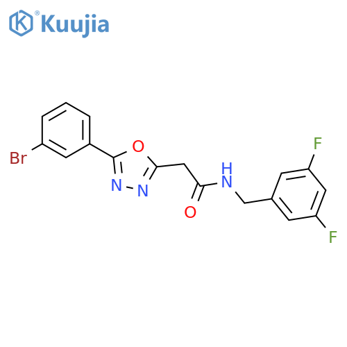 2-[5-(3-bromophenyl)-1,3,4-oxadiazol-2-yl]-N-[(3,5-difluorophenyl)methyl]acetamide structure