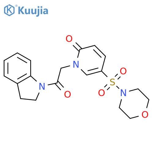 1-2-(2,3-dihydro-1H-indol-1-yl)-2-oxoethyl-5-(morpholine-4-sulfonyl)-1,2-dihydropyridin-2-one structure