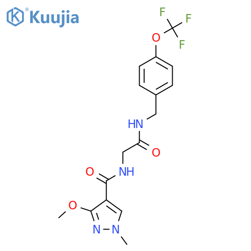 2-(3-methoxy-1-methyl-1H-pyrazol-4-yl)formamido-N-{4-(trifluoromethoxy)phenylmethyl}acetamide structure