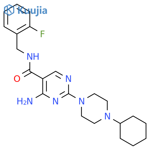 4-amino-2-(4-cyclohexylpiperazin-1-yl)-N-(2-fluorophenyl)methylpyrimidine-5-carboxamide structure