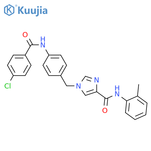 1-{4-(4-chlorobenzamido)phenylmethyl}-N-(2-methylphenyl)-1H-imidazole-4-carboxamide structure