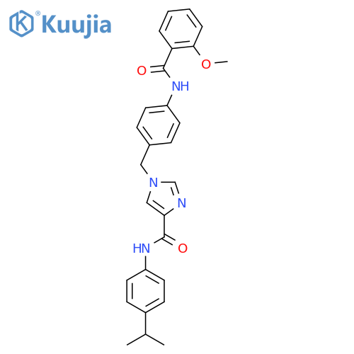 1-{[4-(2-methoxybenzamido)phenyl]methyl}-N-[4-(propan-2-yl)phenyl]-1H-imidazole-4-carboxamide structure