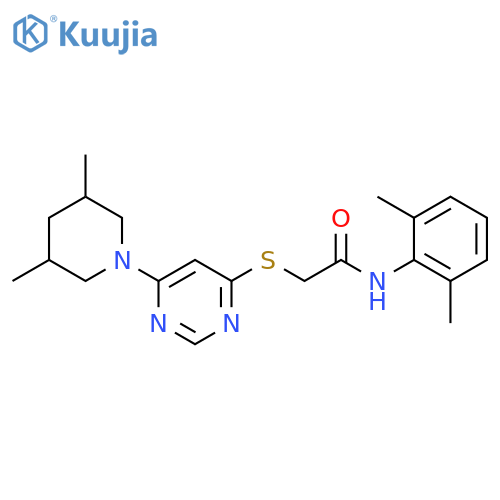 N-(2,6-dimethylphenyl)-2-{[6-(3,5-dimethylpiperidin-1-yl)pyrimidin-4-yl]sulfanyl}acetamide structure