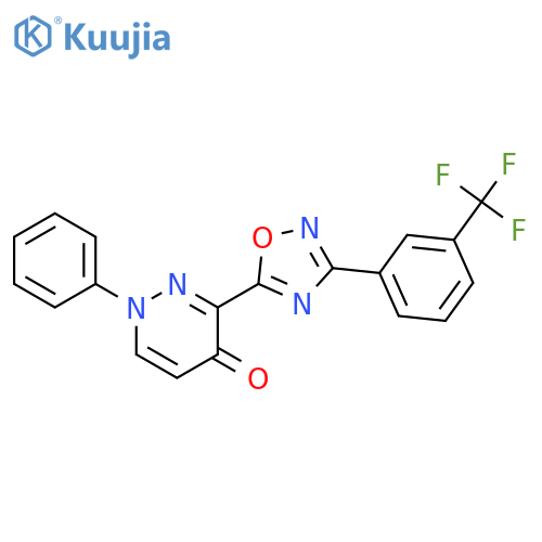 1-phenyl-3-{3-[3-(trifluoromethyl)phenyl]-1,2,4-oxadiazol-5-yl}-1,4-dihydropyridazin-4-one structure