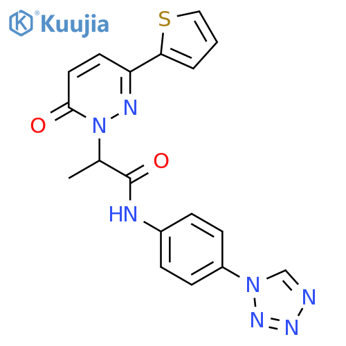 2-6-oxo-3-(thiophen-2-yl)-1,6-dihydropyridazin-1-yl-N-4-(1H-1,2,3,4-tetrazol-1-yl)phenylpropanamide structure