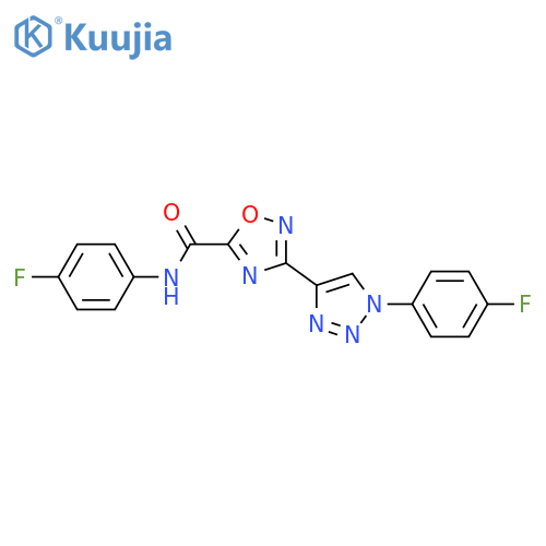 N-(4-fluorophenyl)-3-1-(4-fluorophenyl)-1H-1,2,3-triazol-4-yl-1,2,4-oxadiazole-5-carboxamide structure