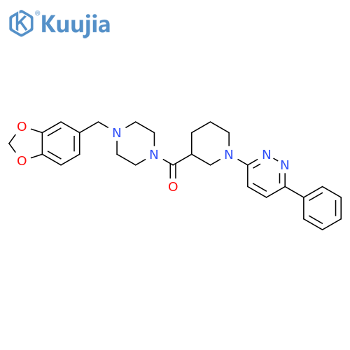 3-(3-{4-[(2H-1,3-benzodioxol-5-yl)methyl]piperazine-1-carbonyl}piperidin-1-yl)-6-phenylpyridazine structure