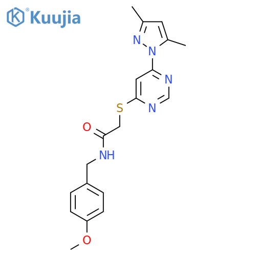 2-{6-(3,5-dimethyl-1H-pyrazol-1-yl)pyrimidin-4-ylsulfanyl}-N-(4-methoxyphenyl)methylacetamide structure