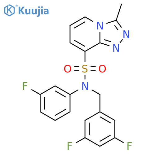 N-(3,5-difluorophenyl)methyl-N-(3-fluorophenyl)-3-methyl-1,2,4triazolo4,3-apyridine-8-sulfonamide structure