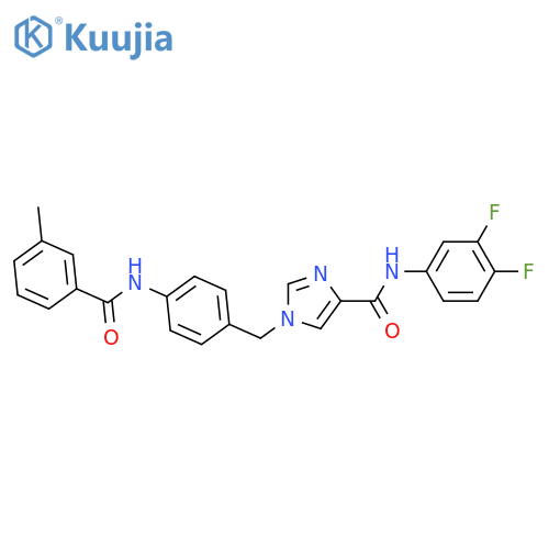 N-(3,4-difluorophenyl)-1-{4-(3-methylbenzamido)phenylmethyl}-1H-imidazole-4-carboxamide structure