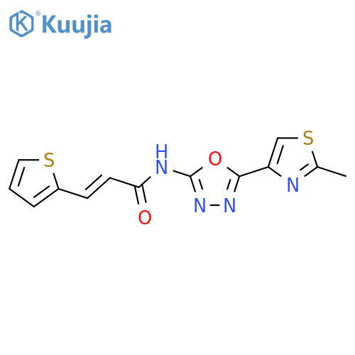 (2E)-N-5-(2-methyl-1,3-thiazol-4-yl)-1,3,4-oxadiazol-2-yl-3-(thiophen-2-yl)prop-2-enamide structure