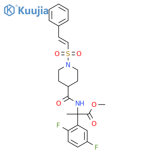 Methyl 2-(2,5-difluorophenyl)-2-{[1-(2-phenylethenesulfonyl)piperidin-4-yl]formamido}propanoate structure
