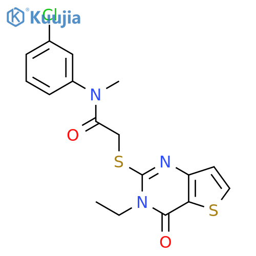 N-(3-chlorophenyl)-2-({3-ethyl-4-oxo-3H,4H-thieno[3,2-d]pyrimidin-2-yl}sulfanyl)-N-methylacetamide structure