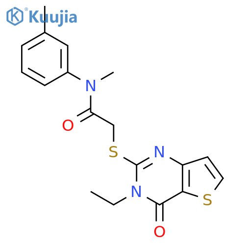 2-({3-ethyl-4-oxo-3H,4H-thieno[3,2-d]pyrimidin-2-yl}sulfanyl)-N-methyl-N-(3-methylphenyl)acetamide structure