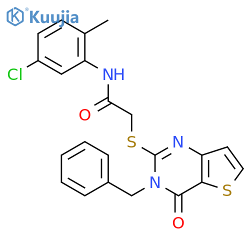 2-({3-benzyl-4-oxo-3H,4H-thieno[3,2-d]pyrimidin-2-yl}sulfanyl)-N-(5-chloro-2-methylphenyl)acetamide structure