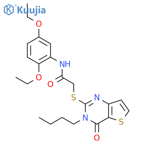 2-({3-butyl-4-oxo-3H,4H-thieno[3,2-d]pyrimidin-2-yl}sulfanyl)-N-(2,5-diethoxyphenyl)acetamide structure