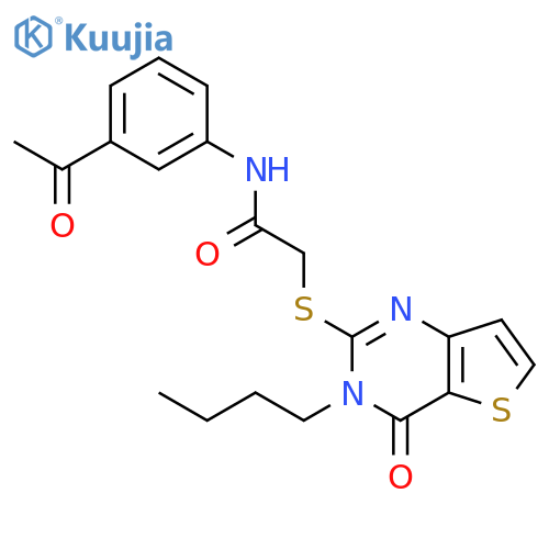 N-(3-acetylphenyl)-2-({3-butyl-4-oxo-3H,4H-thieno[3,2-d]pyrimidin-2-yl}sulfanyl)acetamide structure