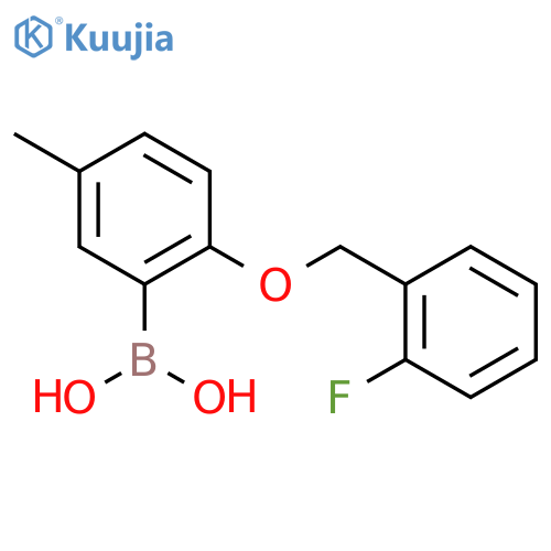 2-(2-Fluorophenylmethoxy)-5-methylphenylboronic acid structure