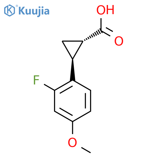 rac-(1R,2R)-2-(2-fluoro-4-methoxyphenyl)cyclopropane-1-carboxylic acid structure