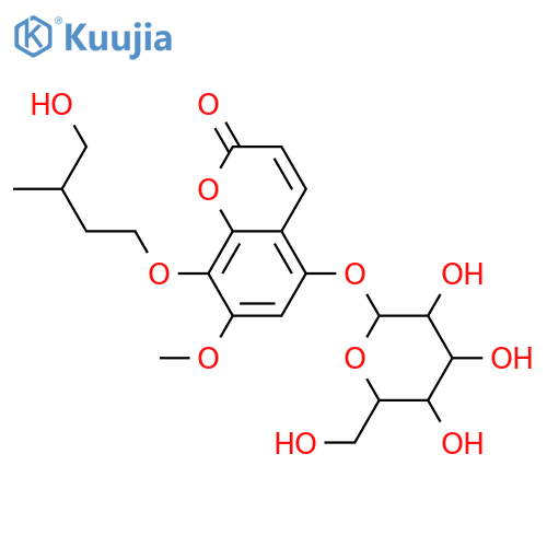 5,7,8-Trihydroxy-2H-1-benzopyran-2-one; 8-O-(4-Hydroxy-3-methylbutyl), 7-Me ether, 5-O-β-D-glucopyranoside structure