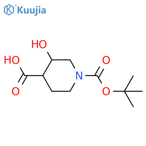1-[(tert-butoxy)carbonyl]-3-hydroxypiperidine-4-carboxylic acid structure