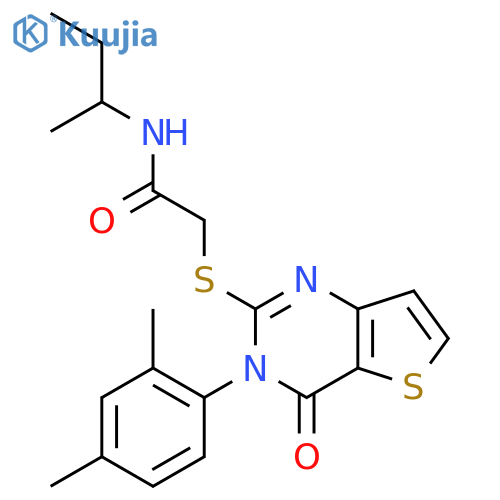 N-(butan-2-yl)-2-{[3-(2,4-dimethylphenyl)-4-oxo-3H,4H-thieno[3,2-d]pyrimidin-2-yl]sulfanyl}acetamide structure
