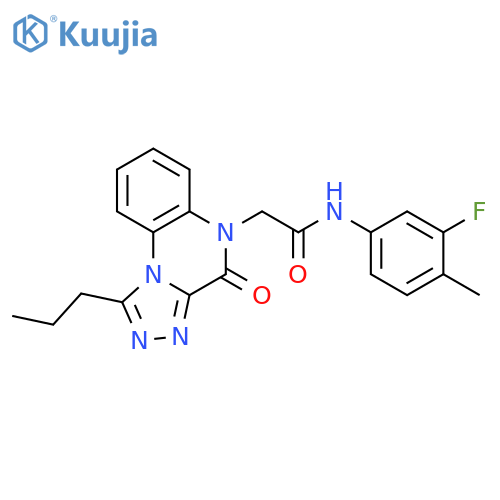 N-(3-fluoro-4-methylphenyl)-2-{4-oxo-1-propyl-4H,5H-[1,2,4]triazolo[4,3-a]quinoxalin-5-yl}acetamide structure