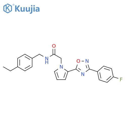 N-[(4-ethylphenyl)methyl]-2-{2-[3-(4-fluorophenyl)-1,2,4-oxadiazol-5-yl]-1H-pyrrol-1-yl}acetamide structure