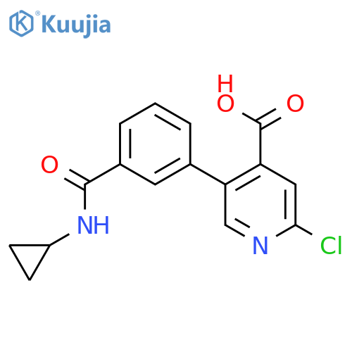 2-Chloro-5-[3-(cyclopropylaminocarbonyl)phenyl]isonicotinic acid structure